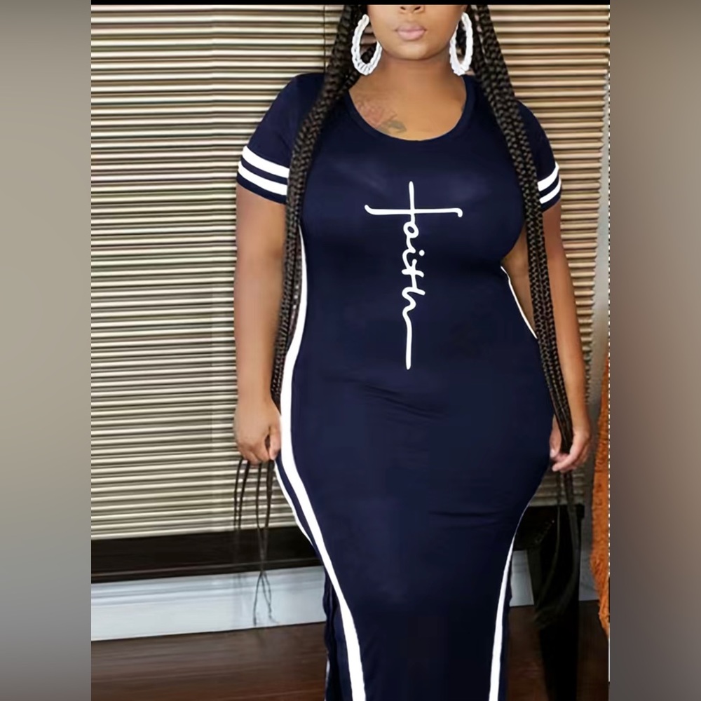 Passion Plus Size Faith Stripe Maxi Dress